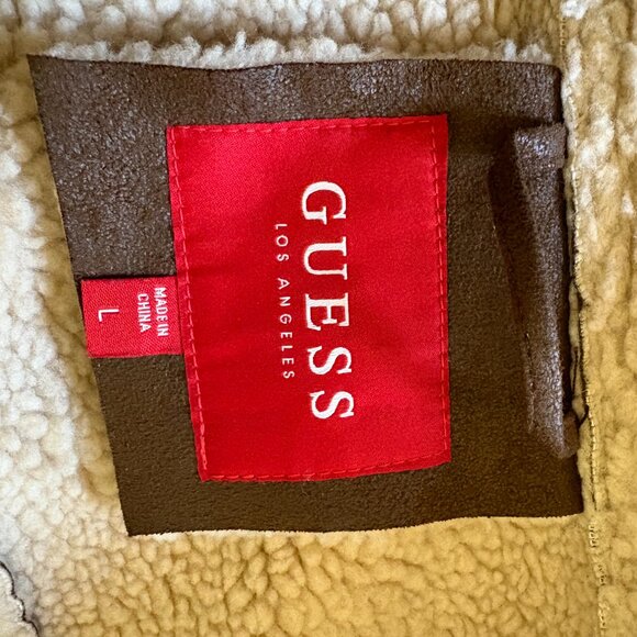 GUESS Men's Asymmetrical Faux Leather Aviator Jacket - Picture 8 of 11